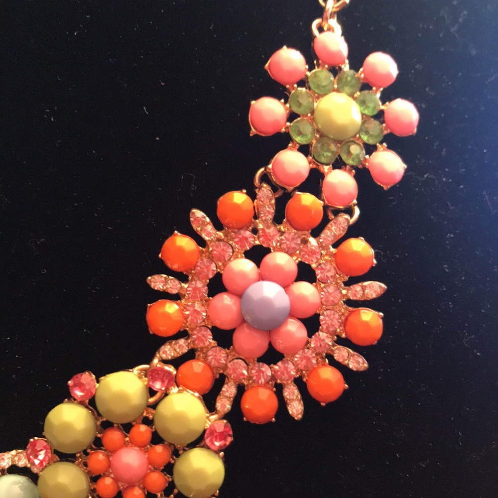 Floral Multicolor Statement Necklace - Picture 3 of 5
